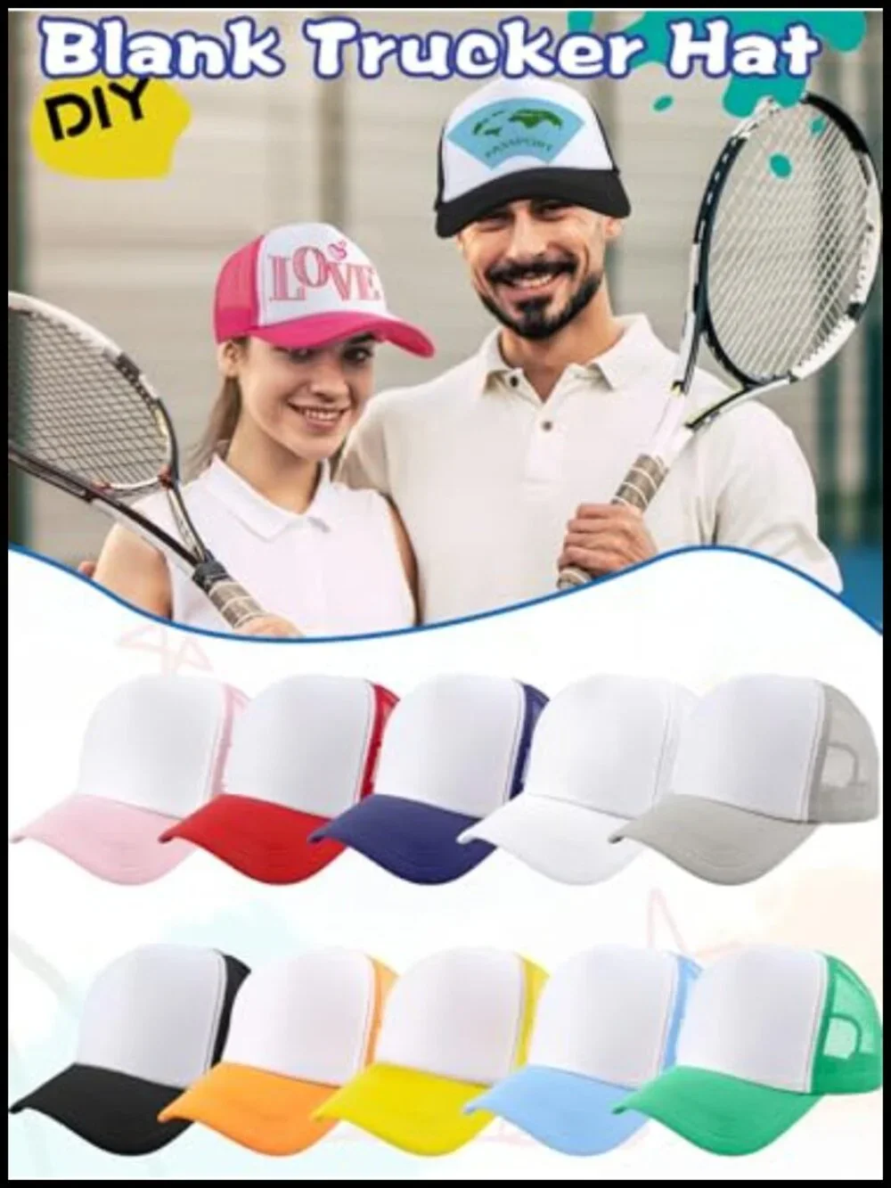 50 Pcs Blank Mesh Trucker Hats DIY Sublimation Baseball Caps for Adults